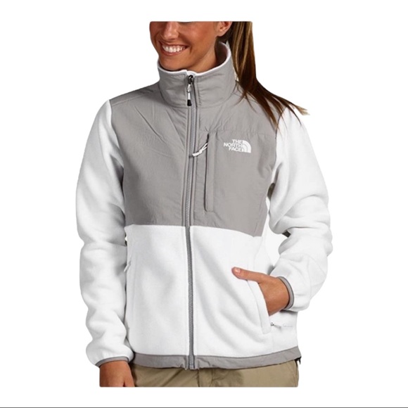 The North Face Size Large Denali White Grey Long Sleeve Zip Up Jacket - Picture 2 of 11